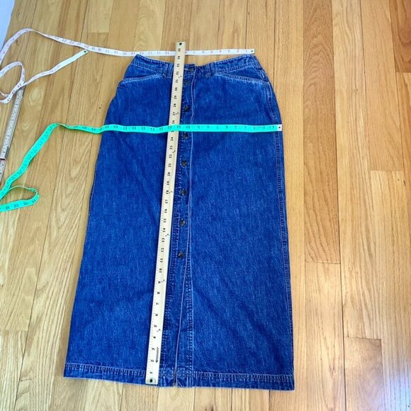 Jones NY Skirt Denim Midi Button Front Blue Cotton Vintage Pockets (8) - Picture 6 of 7